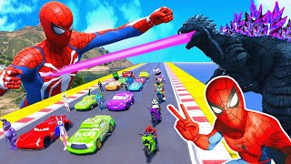 GTA V SPIDERMAN, FNAF, POPPY PLAYTIME CHAPTER 3 - Epic New Stunt Race For Car Racing by Trevor