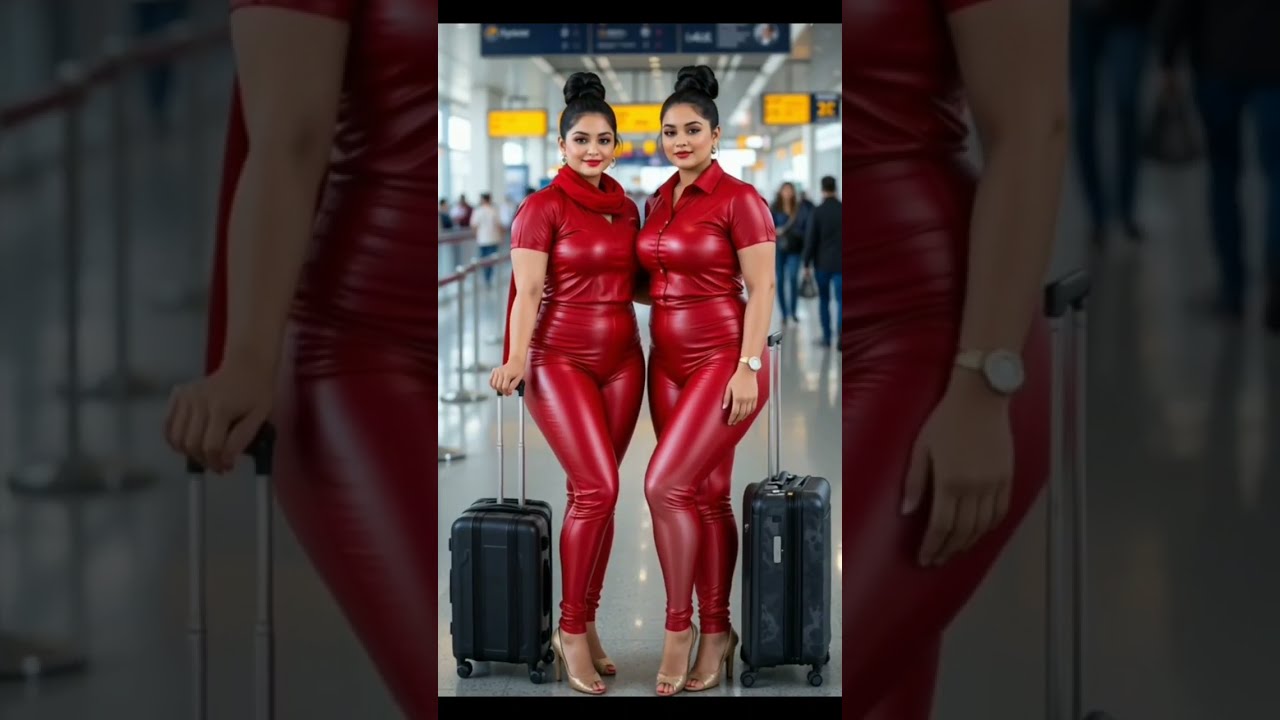  Double Glam At The Airport Twins In Red Turn Heads Instantly
