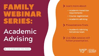 2025 Family Webinar Series: Academic Advising 101 (June 12)