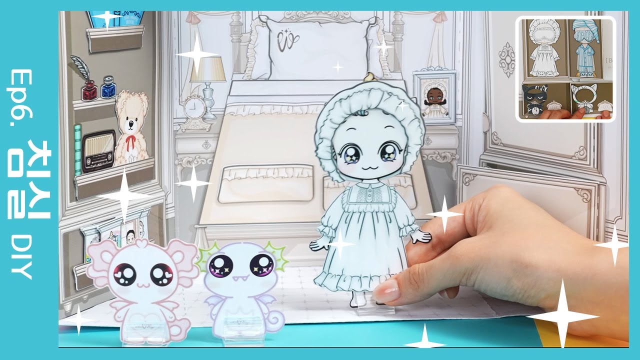 [와와이랜드 하우스] 침실 만들기 Paper Bedroom 🌙✨ | Whawhy Land House Ep.6 #Dollhouse #Printable #PaperDIY
