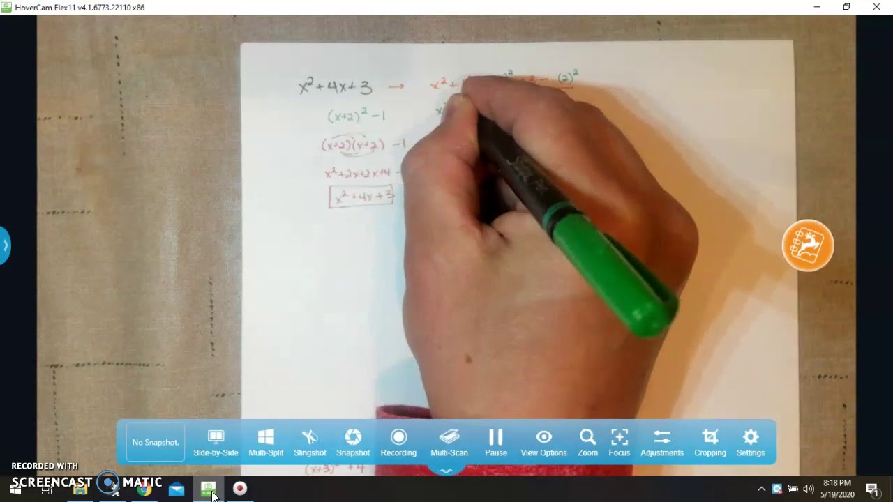 Completing the Square Using Algebra Tiles and Algebraically - YouTube