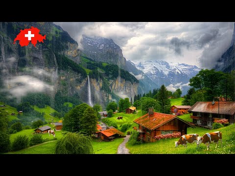 Lauterbrunnen, Switzerland 🇨🇭 Walking in the Rain. Most Beautiful Villages in Switzerland 🚠