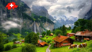 Lauterbrunnen, Switzerland  Walking in the Rain. Most Beautiful Villages in Switzerland