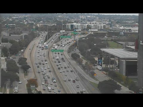 Live look at DFW traffic on Woodall Rodgers Freeway Tuesday afternoon ...