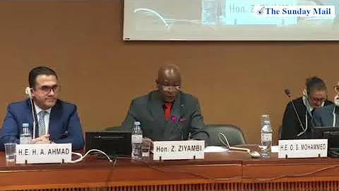 Minister Ziyambi Ziyambi speaking at the International Conference on Sanctions