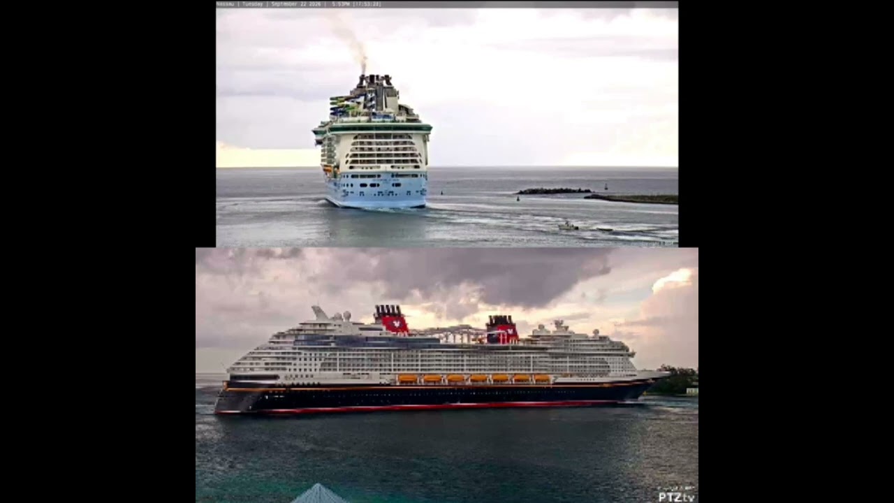 Disney wish departing in Nassau with #cruise horn part 33