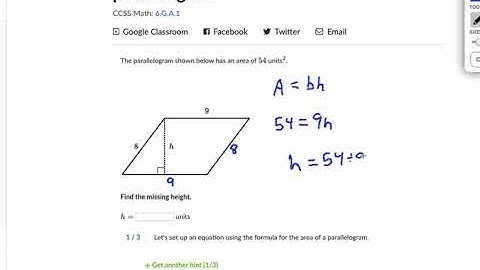 khan 6th Find missing length when given area of a parallelogram