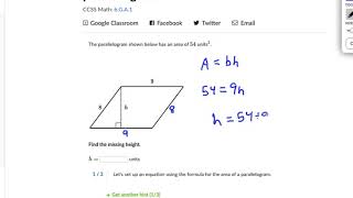 khan 6th Find missing length when given area of a parallelogram