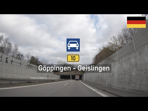 Driving in Germany: Bundesstraße B10 from Göppingen to Geislingen an der Steige