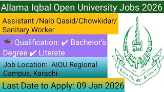 Allama Iqbal Open University Jobs 2026 🎓 | AIOU Sindh Vacancies | Apply Now 🔥