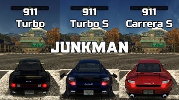 Porsche 911 Turbo vs Porsche 911 Turbo S vs Porsche 911 Carrera S - NFS MW Redux V3 - Drag Race