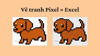 Simple Cute Puppy Pixel Drawing In Excel Thaothao Art