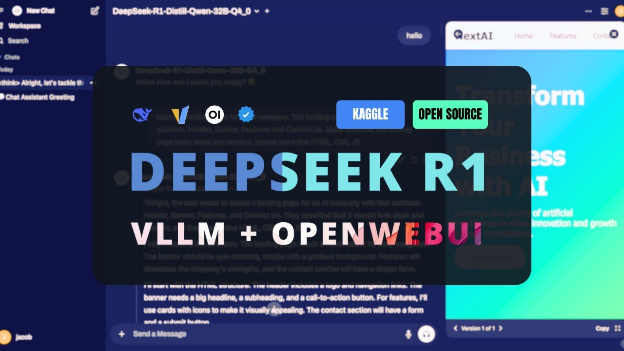 DeepSeek-R1-Qwen-32B + VLLM + OpenWebUI + Kaggle: Best Local DeepSeek Chat Replica Beats Ollama