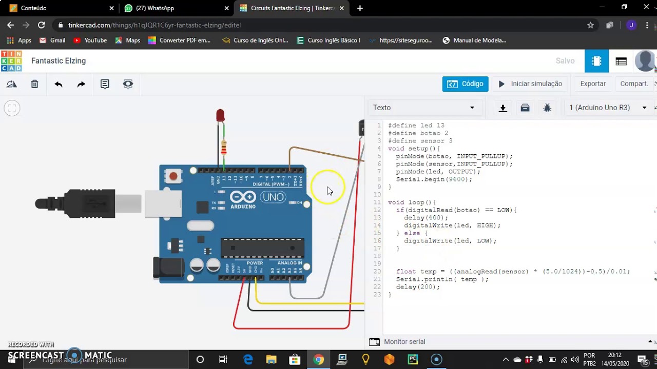 Criando circuito (ARDUINO) no Tinkercad - YouTube