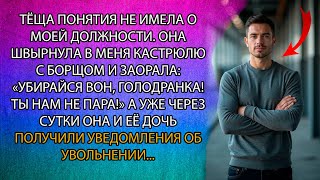 видео: ТЁЩА ПОНЯТИЯ НЕ ИМЕЛА О МОЕЙ ДОЛЖНОСТИ. ОНА ШВЫРНУЛА В МЕНЯ КАСТРЮЛЮ С БОРЩОМ И ЗАОРАЛА... картинка: ТЁЩА ПОНЯТИЯ НЕ ИМЕЛА О МОЕЙ ДОЛЖНОСТИ. ОНА ШВЫРНУЛА В МЕНЯ КАСТРЮЛЮ С БОРЩОМ И ЗАОРАЛА...