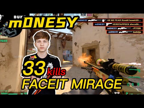 m0NESY Faceit Mirage POV - 33Kills! - w/fear- 2 Triples ＆ Quadro - CSGO m0NESY POV!