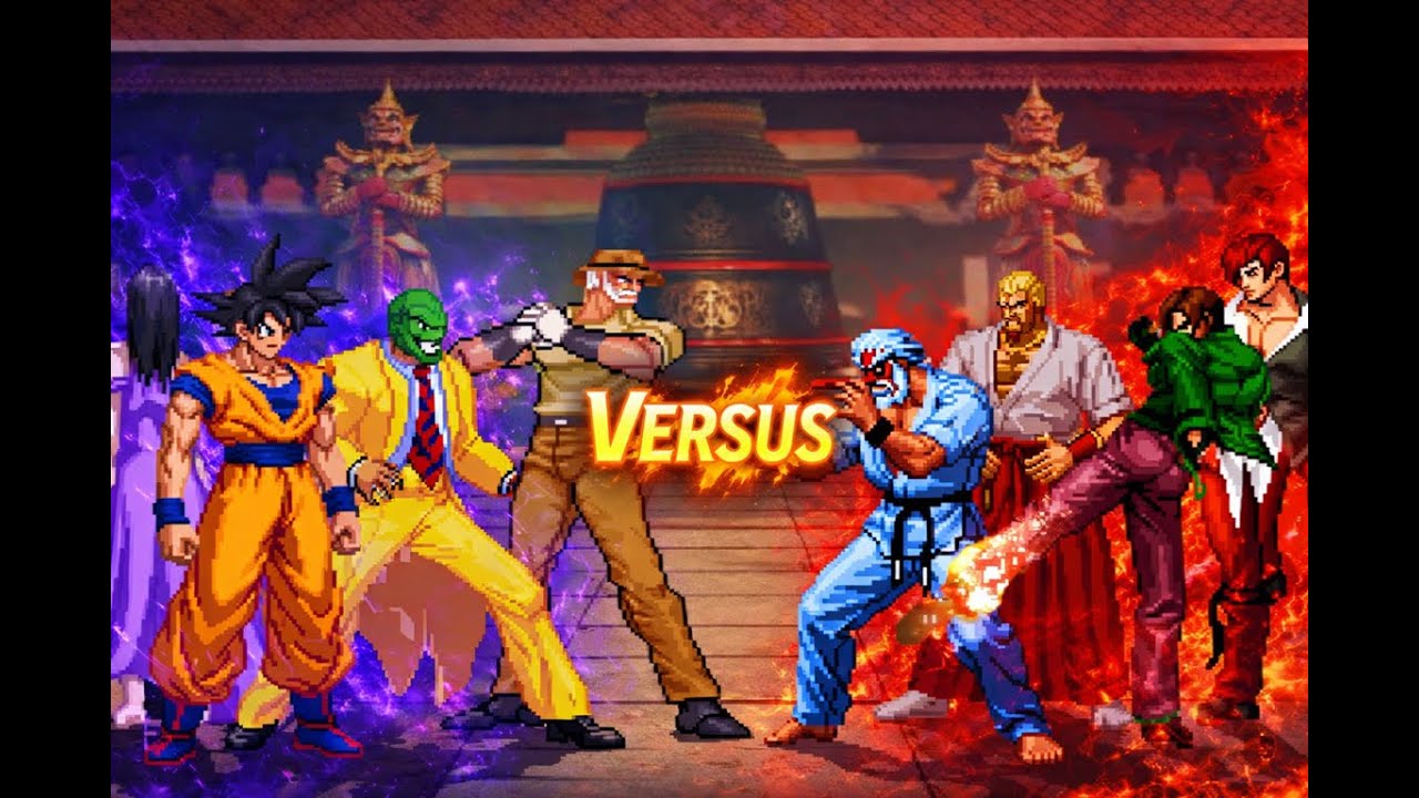 [KOF Mugen] Son Goku, Mask, Joestar, Ella vs Kyo-666, Geese, Iori, Mr.Karate [ 4vs4 ]