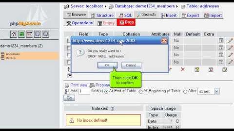 Deleting tables from a database with phpMyAdmin (Flipper Host)