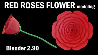 blender 2.90 red roses flower modeling