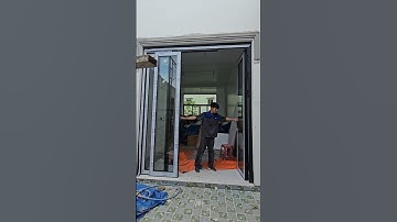 Cửa Trượt Quay Eurotech Màu đen 4 cánh mở vô #cửatrượtquayeurotech #cửatrượtquaythôngminh #cuanhom