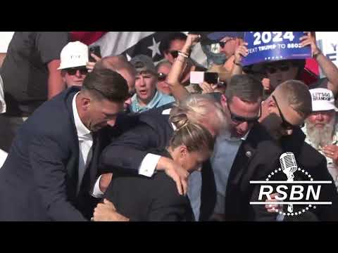 ALTERNATE ANGLE: ASSASSINATION ATTEMPT FORCES TRUMP OFF STAGE AT RALLY IN BUTLER, PA - 7/13/24