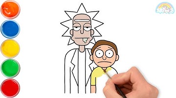 Drawing and coloring Rick and Morty for kids easy and step by step? 😍🌹