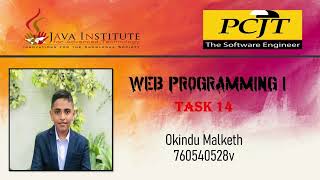 Web Project Task 14 | 1st Year | Semester 01 | Java Institute | Okindu Malketh