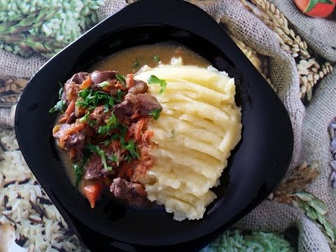 Видео рецепт Тушеная куриная печень в мультиварке