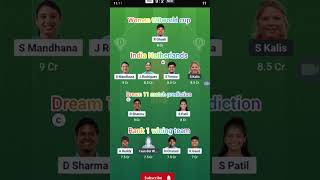 WOMEN T20WORLD CUP INDIA NETHERLANDS DREAM 11 MATCH PREDICTION RANK 1 WINING TEAM #cricket