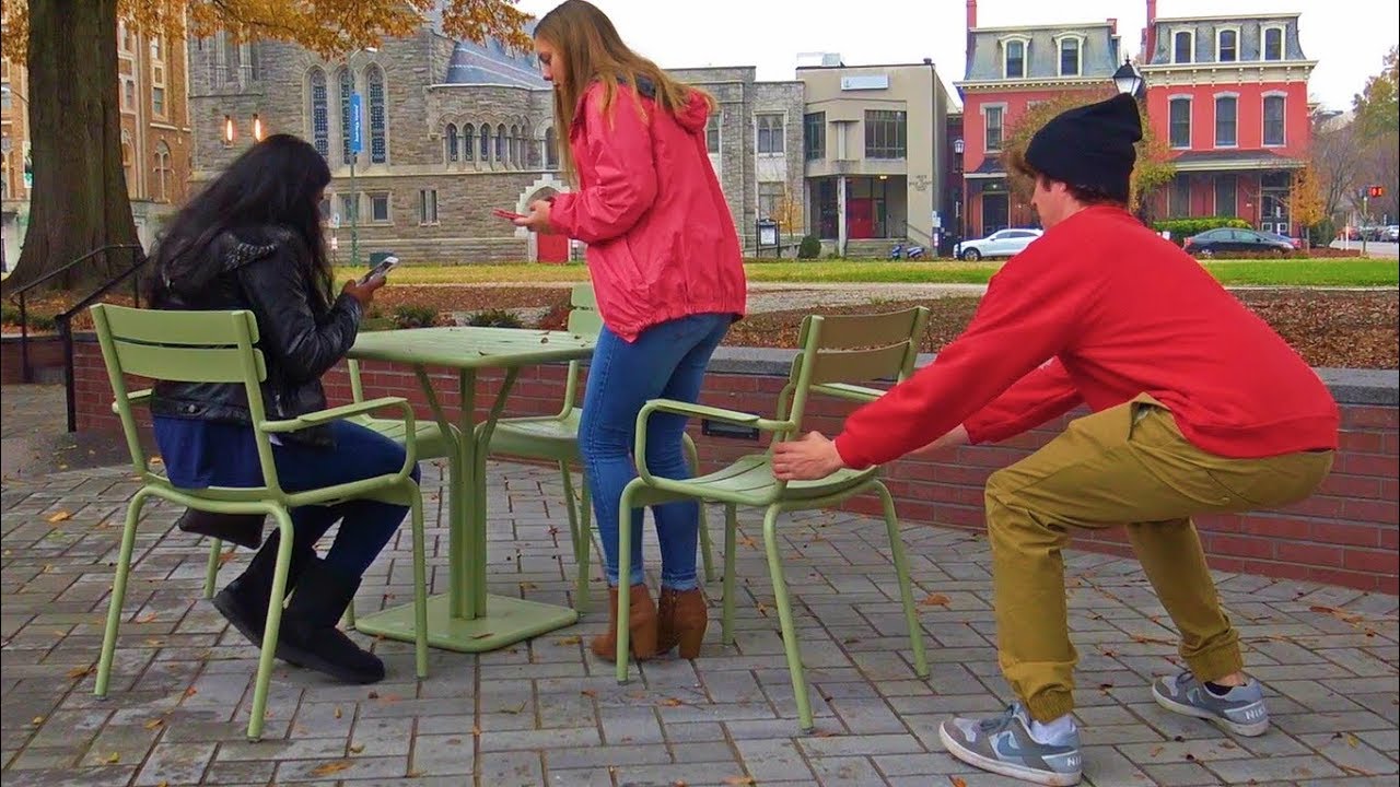 Chair Pulling Prank On Girls Youtube