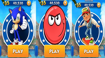 Sonic Dash vs Subway Surfers vs Red Ball Super Run - All Characters Unlocked Showcase Gameplay