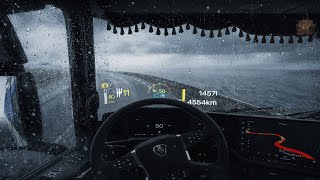 ETS2 1.57 / Realistic Rainy Driving - Scania 500S (Max2712 Sound) Snowmoonv2 Promods 2.80