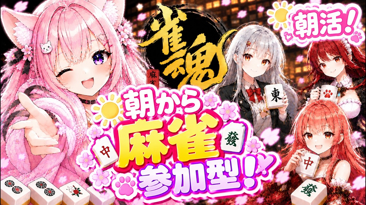 【雀魂】朝から姫と麻雀しない?🀄 初見さん・参加大歓迎!【ここめ/新人vtuber】