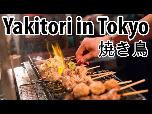 Eating Japanese Yakitori on Tokyo