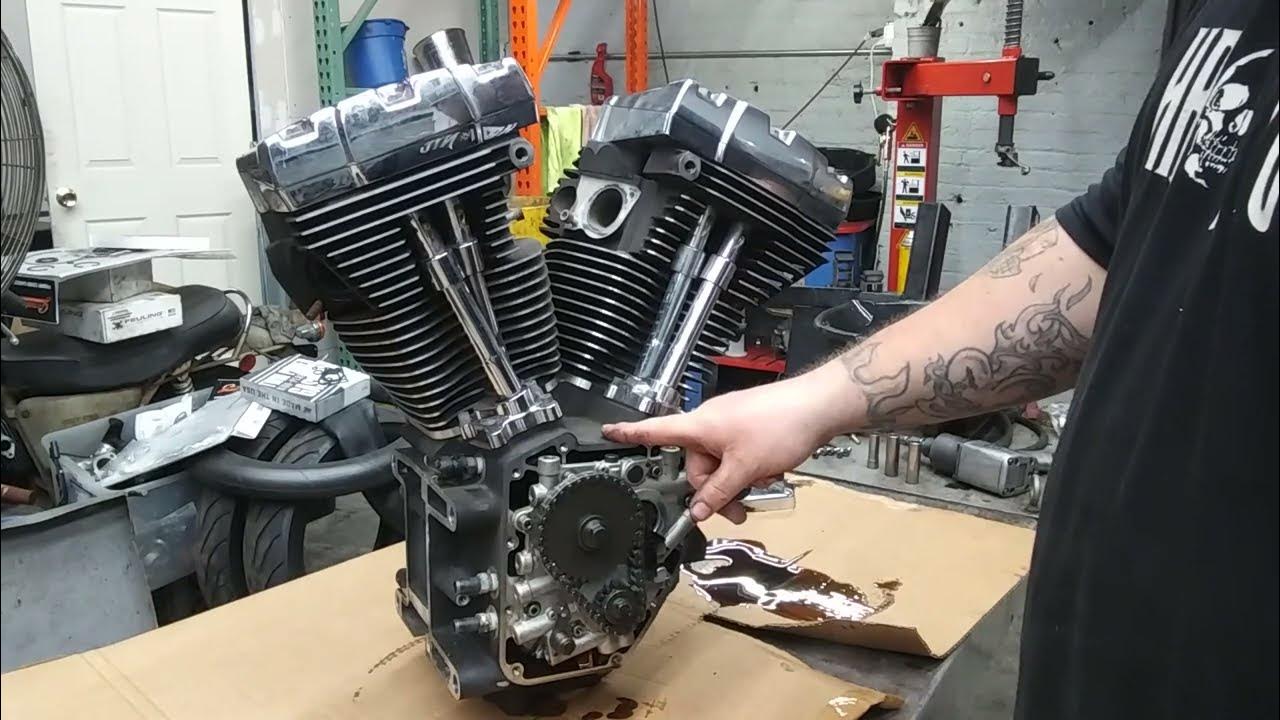 Harley twin cam motor disassemble cam chain tensioner failure YouTube