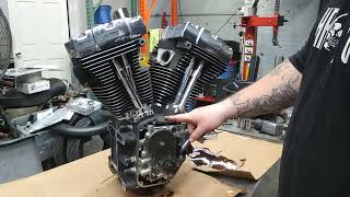 Harley twin cam motor disassemble cam chain tensioner failure