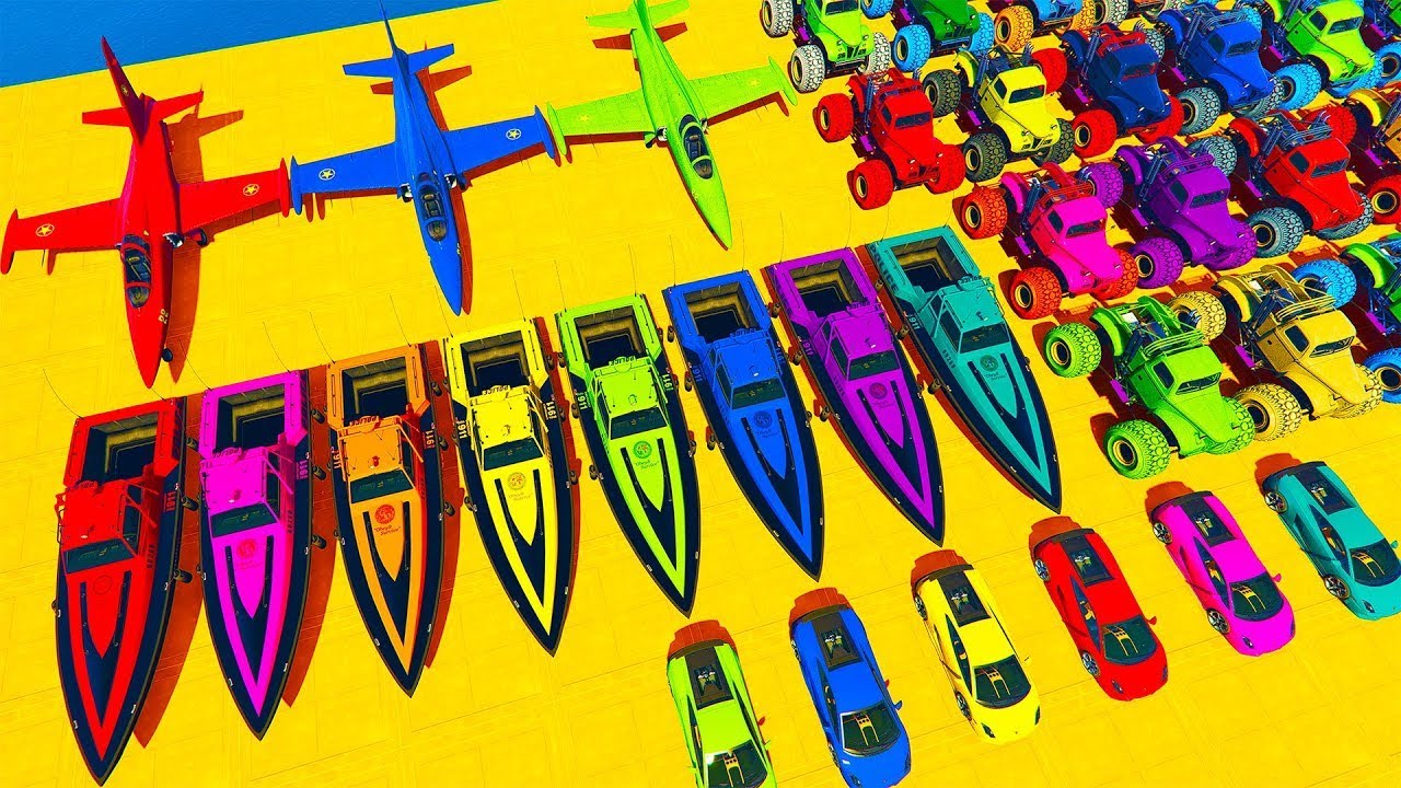 GTA V Stunt Map Car Race Challenge On Super Cars, Boats, Bikes, Aircraft, and OffRoad Monster Trucks