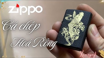 Bật lửa Zippo cá chép hoá rồng màu đen sần | Zippo Mỹ