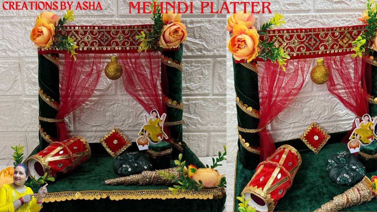 Mehndi Platter Decoration Idea | मेहंदी थाली की सजावट | DIY Craft | Creations By Asha