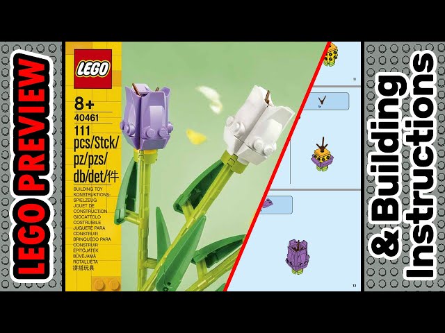 How to make a simple LEGO tulip with two leaves<br /> (Animated  Instruction): page 1