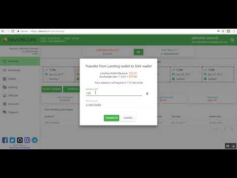 how to withdraw your money form Lending wallet to Btc Wallet in DAVOR coin. - YouTube