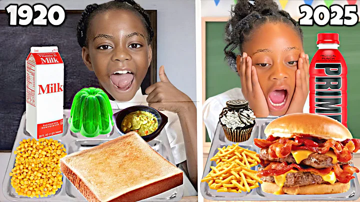 Eating 100 Years of School Lunches | Sasha&Asher
