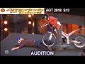 Kenny Thomas Motorcycle Stunt Performer WITH HOWIE MANDEL America&#39;s Got Talent 2018 Audition AGT