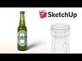 Heineken beer bottle 3D modeling  - Sketchup Tutorial and timelapse