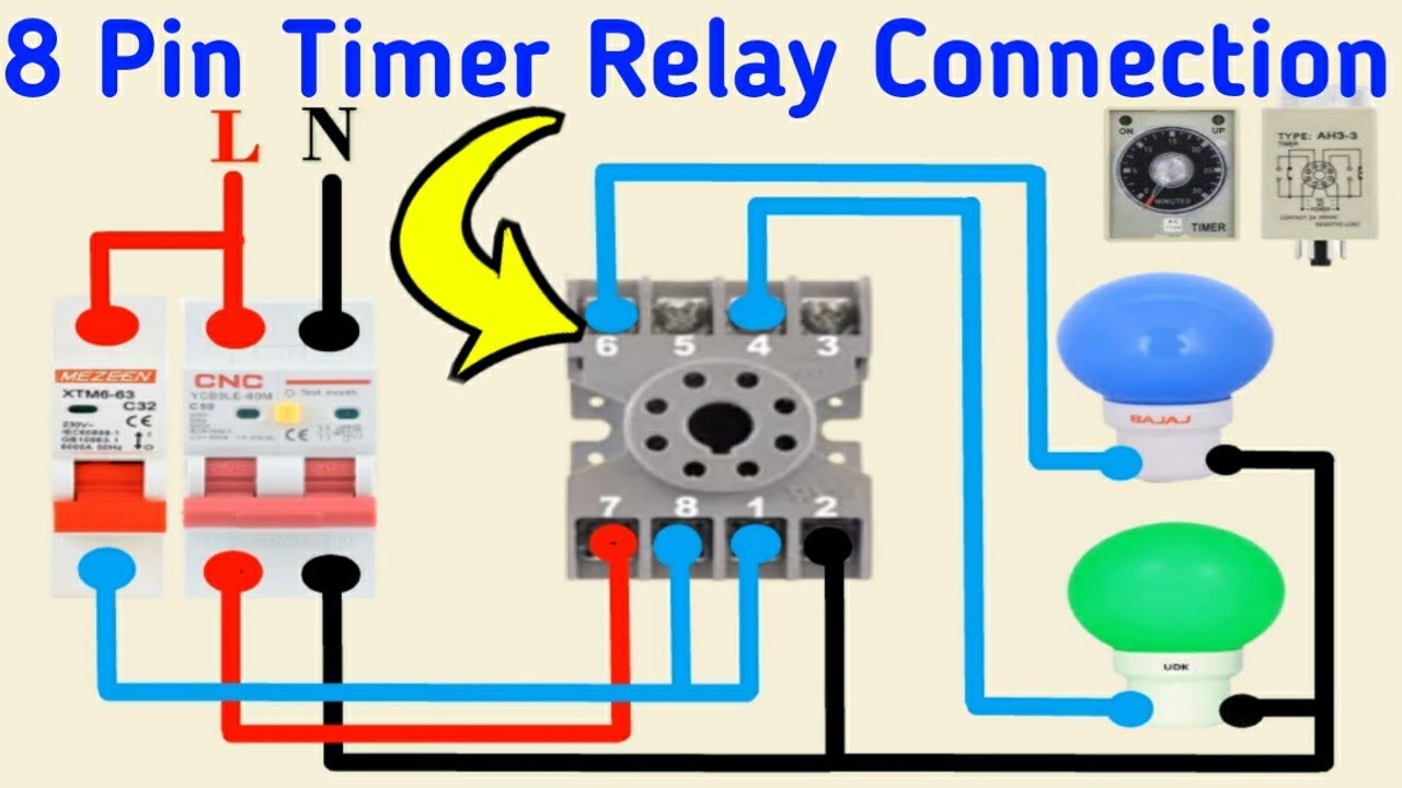 8 Pin Timer Relay Wiring Connection Diagram || Timer Relay All Points