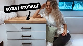 DIY HIDDEN TOILET DRAWER STORAGE (building our vanity) | Van Life Build