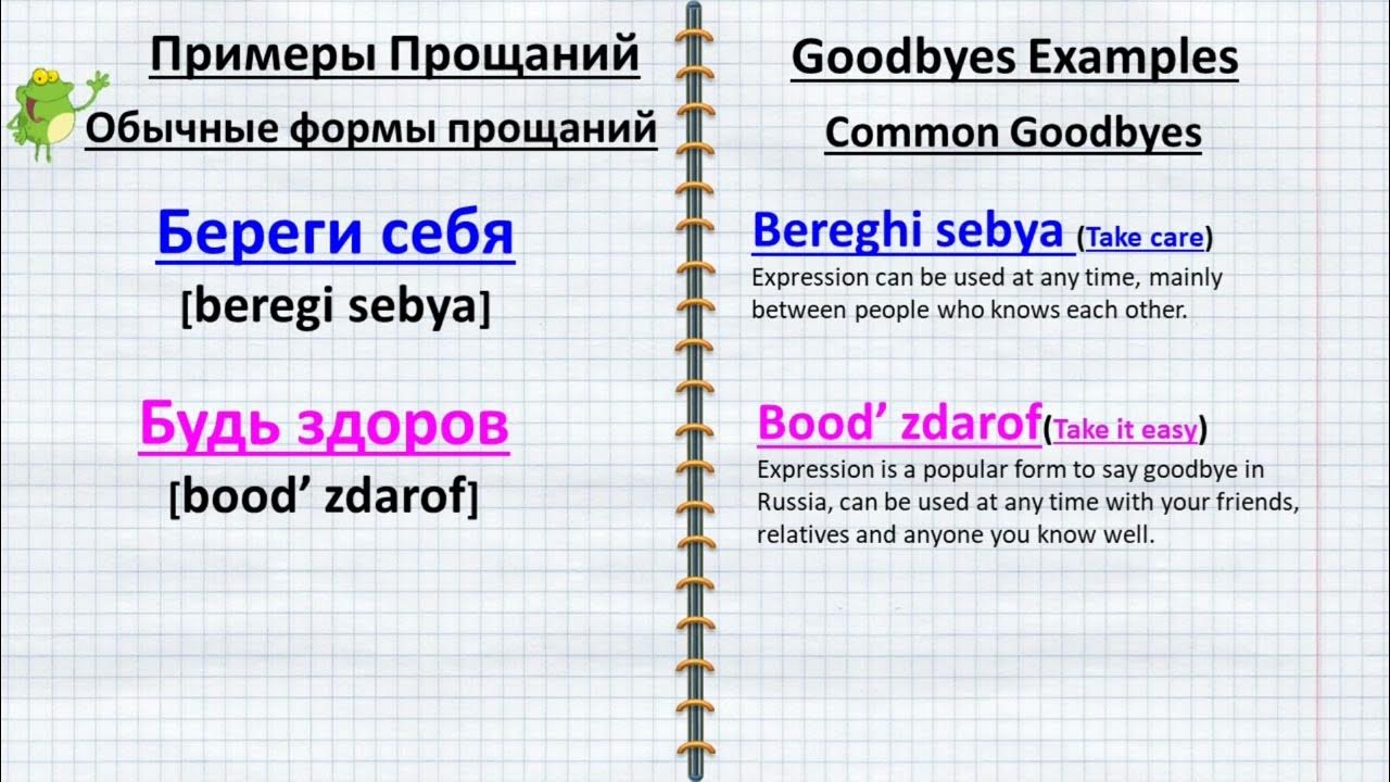 Goodbye in Russian. This short video explains Russian goodbyes. Video