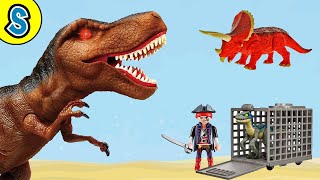 Dino Gladiator Fight | Skyheart&#39;s Dinosaurs for kids trex triceratops battle cage jurassic world