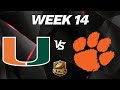 EPSL Football: College Program: Miami Hurricanes vs Clemson Tigers - Week 14