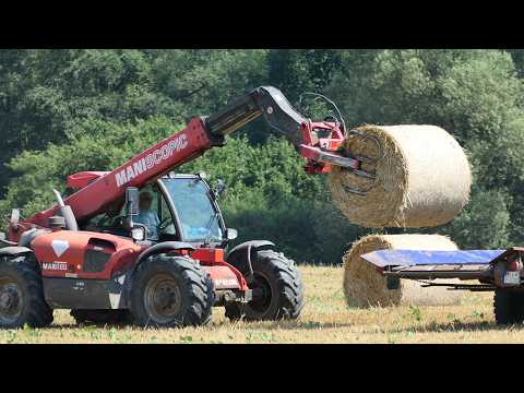 Collecting Straw Bales with a Manitou Telehandler and Zetor & New Holland Tractors at RD Terchová